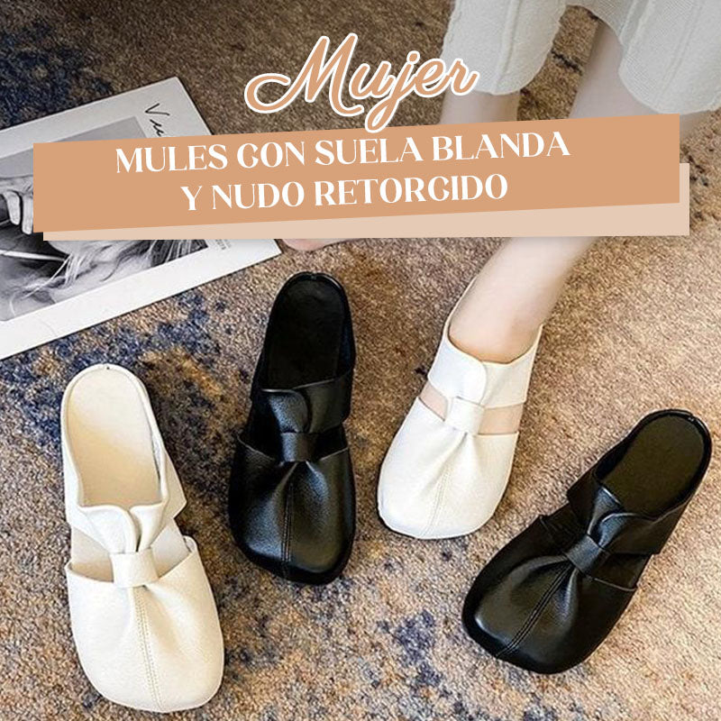đ„COMPRA 2 ENVĂO GRATISđ„Mules de Mujer con Suela Blanda y Nudo Retorcido