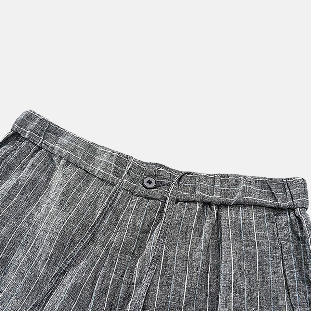 Men's Linen Shorts with Striped Design