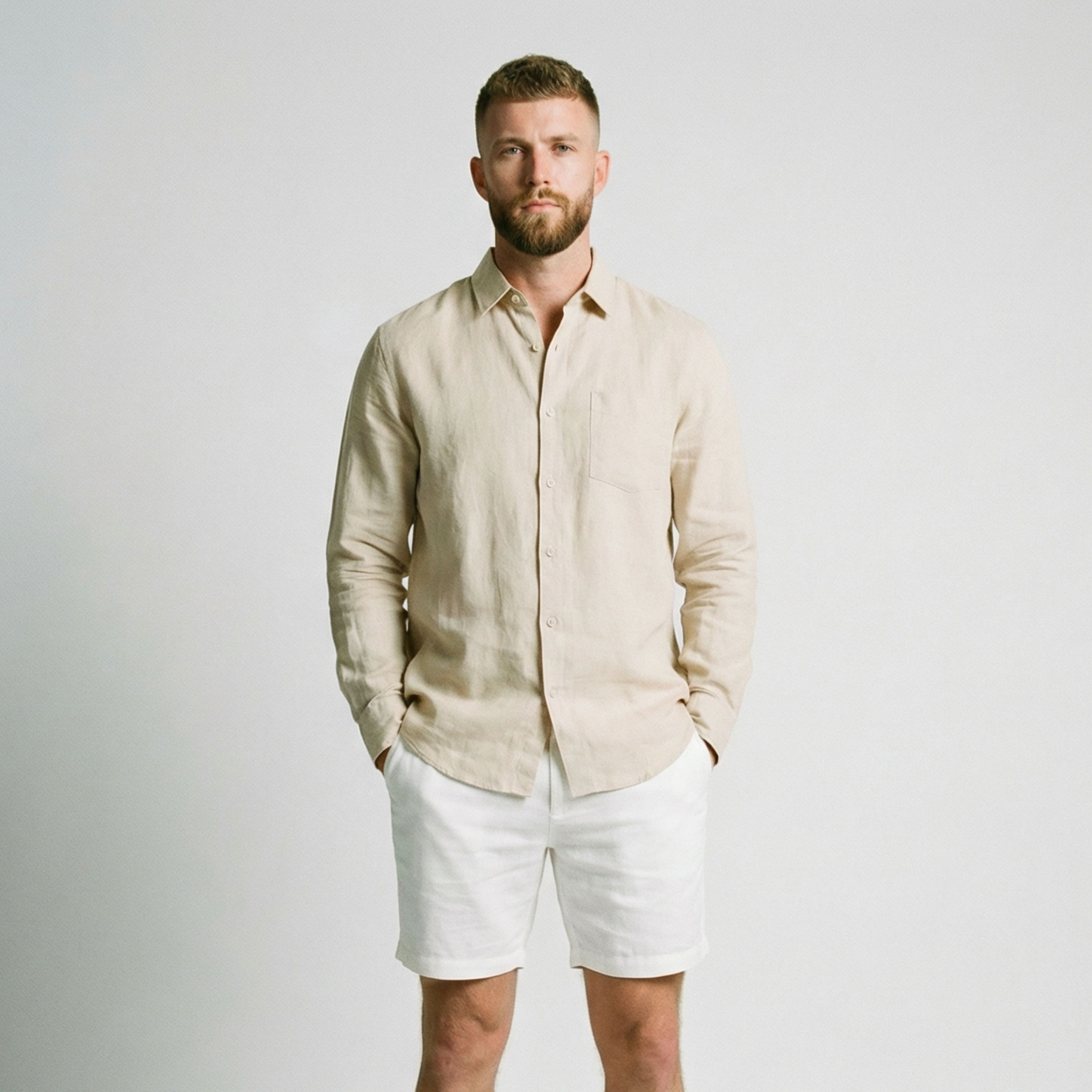 Men's Linen Shirt with Pocket