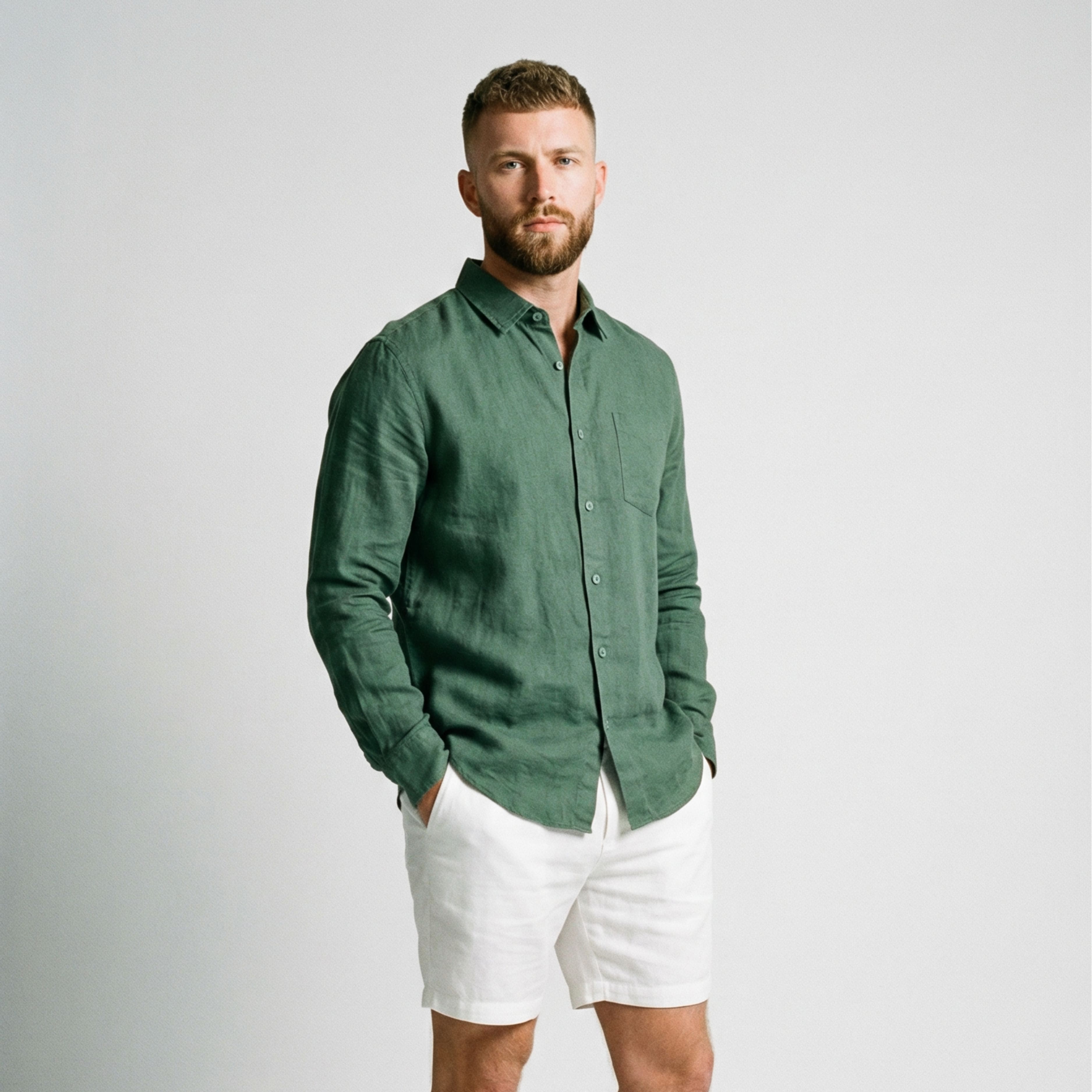 Men's Linen Shirt with Pocket