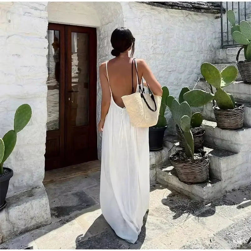 Vestido Luna Backless — Largo Sin Espalda con Tirantes Ajustables