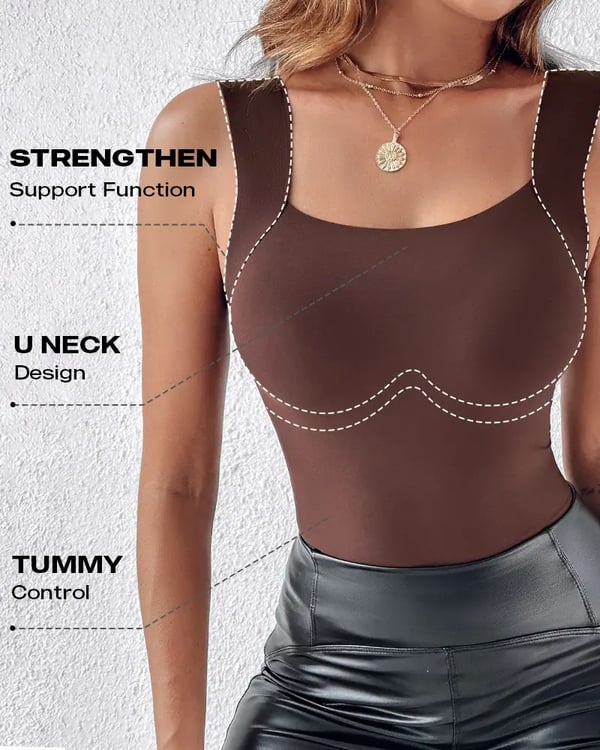Camiseta de tirantes térmica con cuello en U y sujetador incorporado para mujer