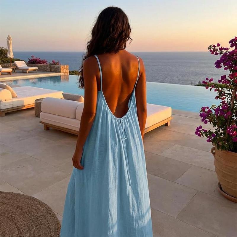 Vestido Luna Backless — Largo Sin Espalda con Tirantes Ajustables