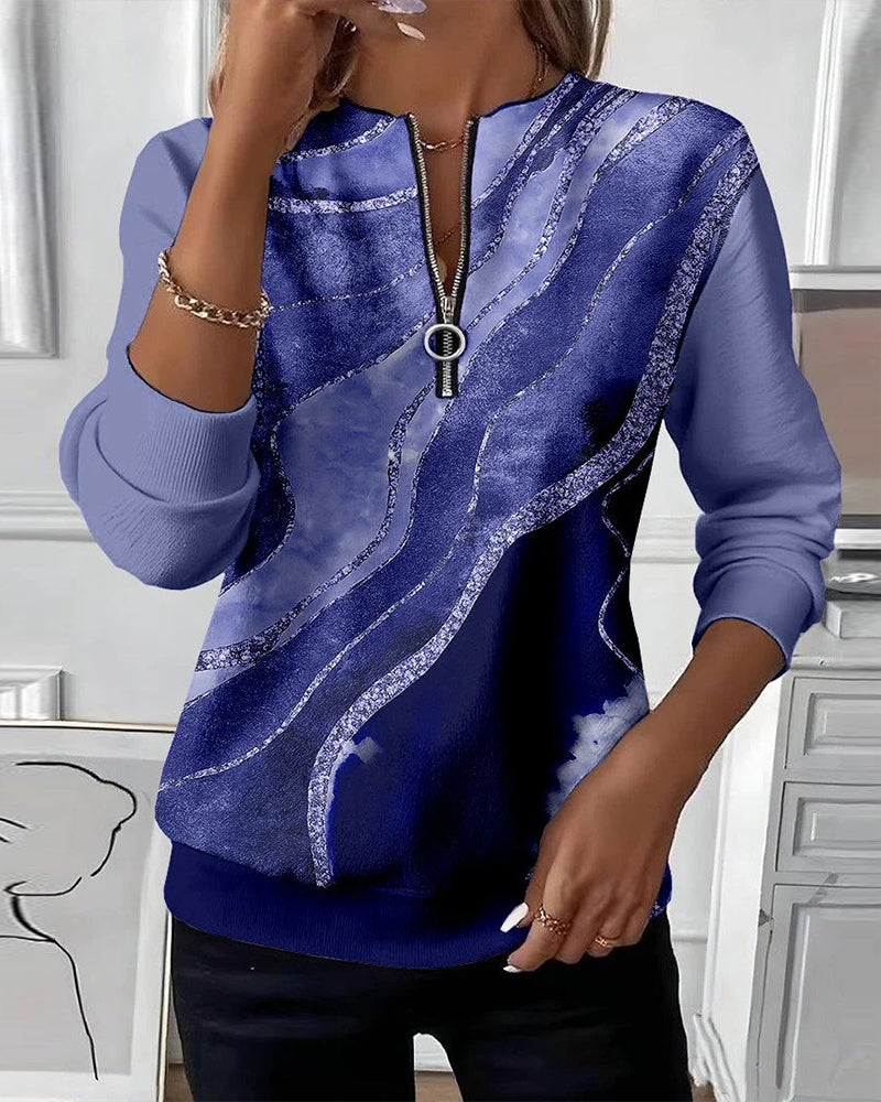 Serelitha | Half Zip Vintage Print Sweatshirt