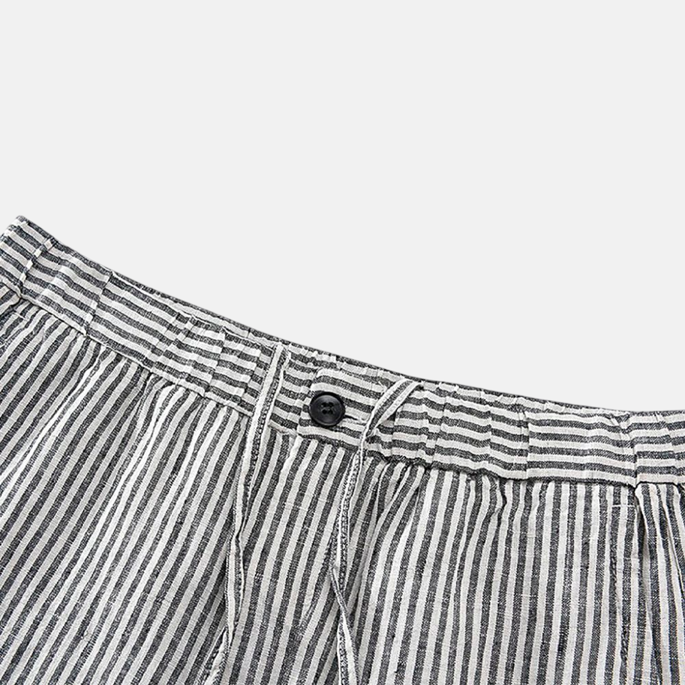 Men's Linen Shorts with Striped Design