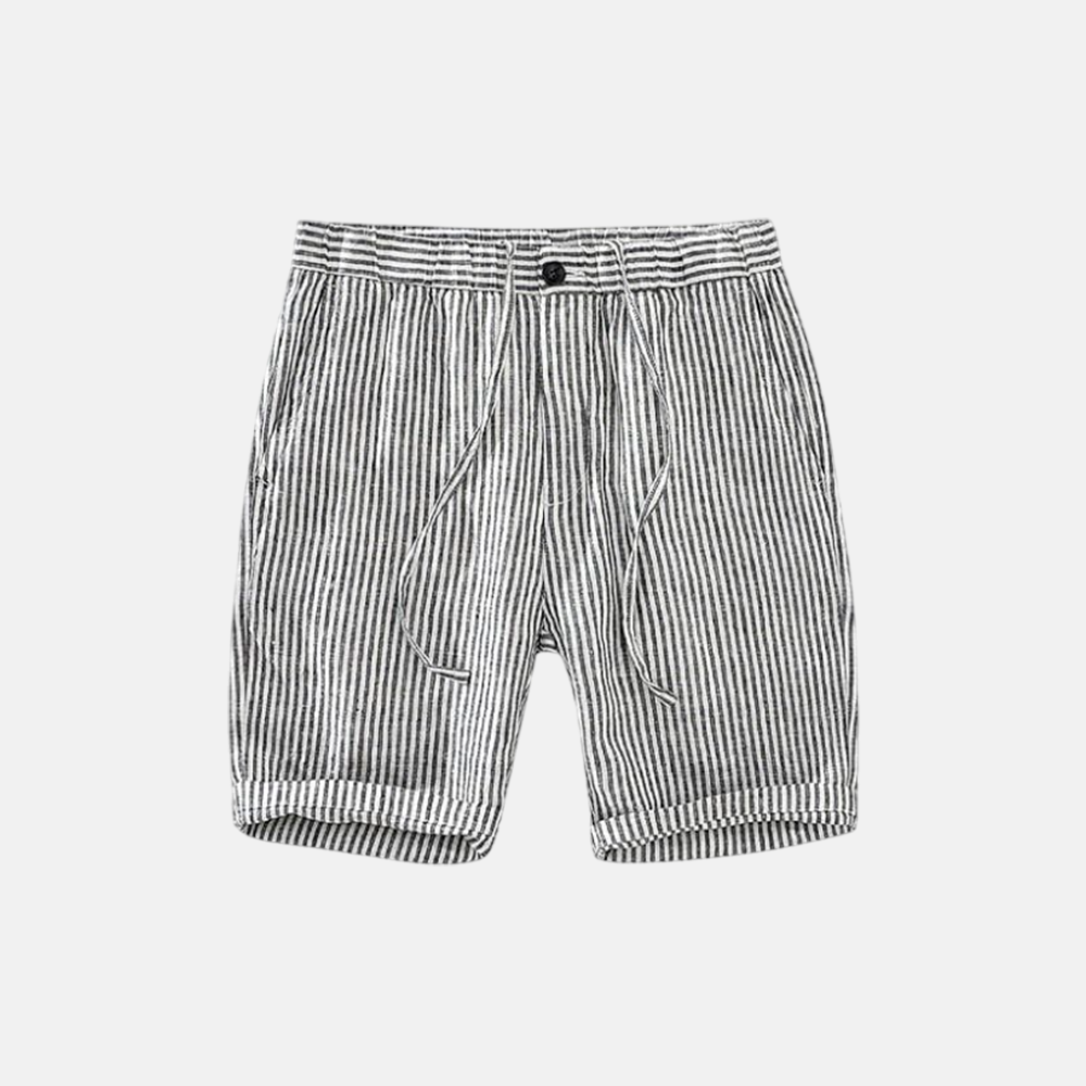 Men's Linen Shorts with Striped Design