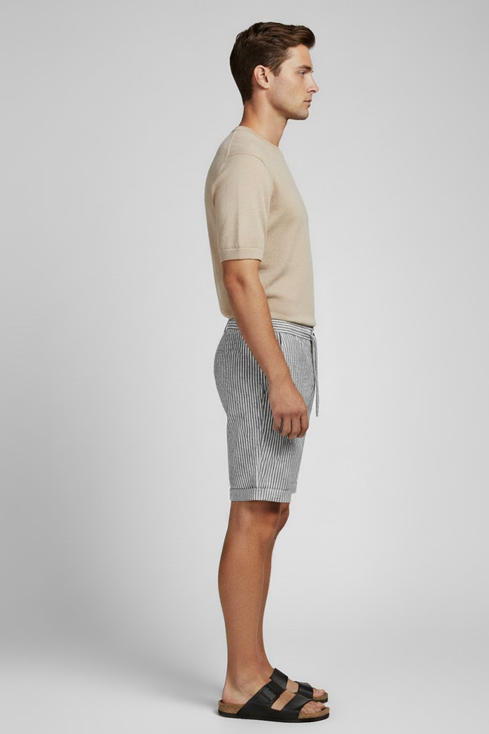 Men's Linen Shorts with Striped Design