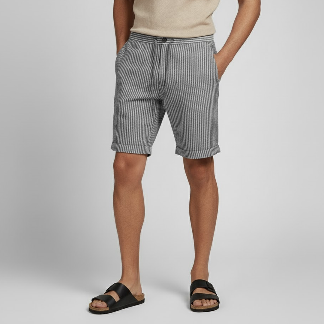Men's Linen Shorts with Striped Design