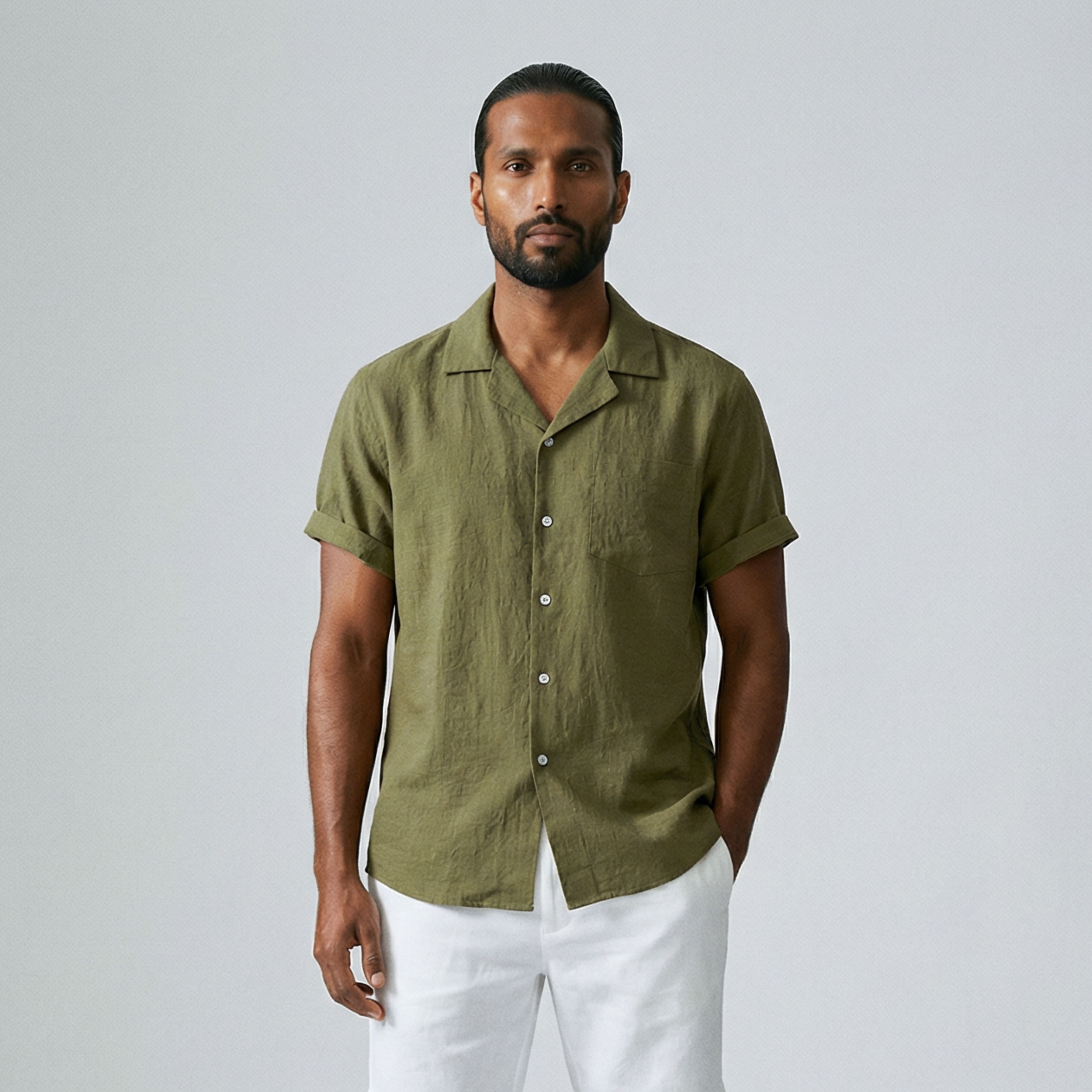 Men's Linen Tourist Collar Shirt