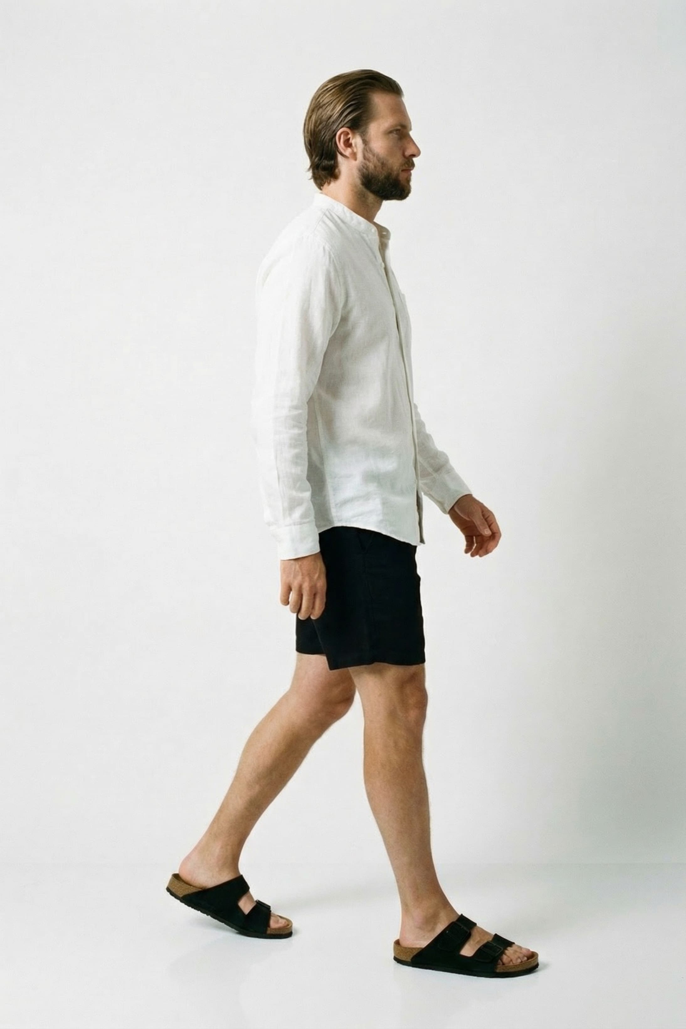 Men's Linen Clergy Collar Shirt