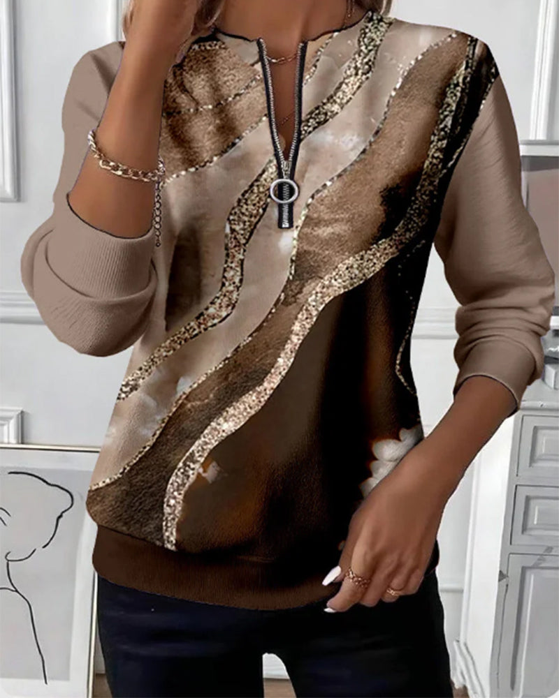Serelitha | Half Zip Vintage Print Sweatshirt