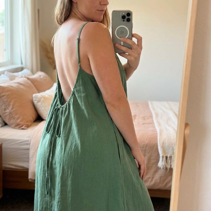 Vestido Luna Backless — Largo Sin Espalda con Tirantes Ajustables