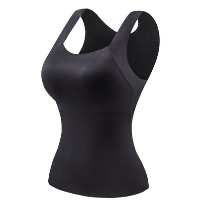 Camiseta de tirantes térmica con cuello en U y sujetador incorporado para mujer