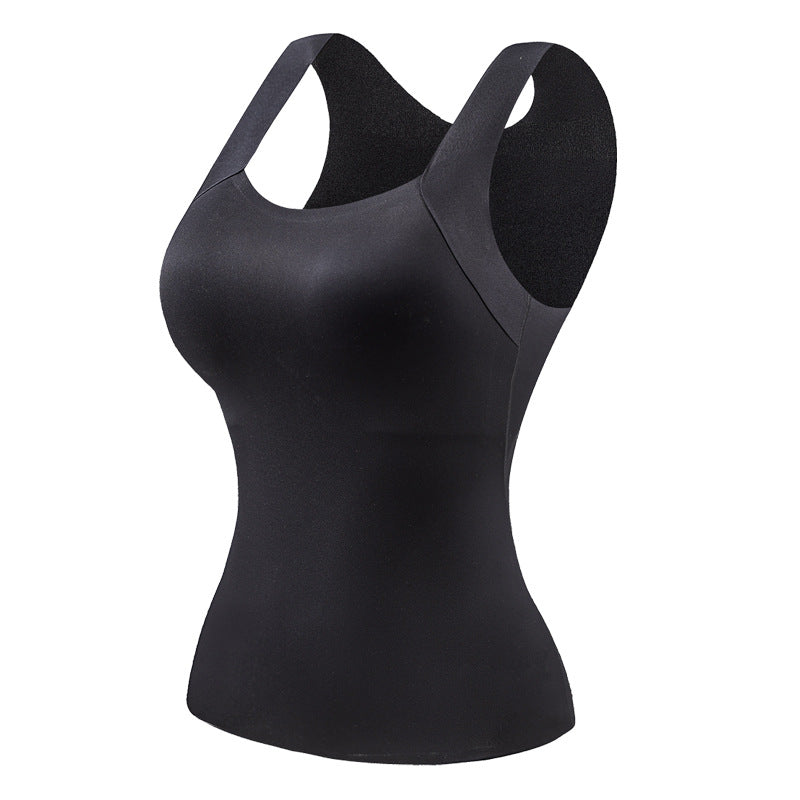 Camiseta de tirantes térmica con cuello en U y sujetador incorporado para mujer
