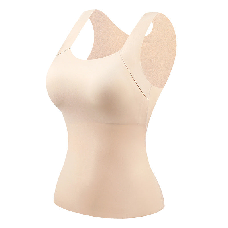 Camiseta de tirantes térmica con cuello en U y sujetador incorporado para mujer