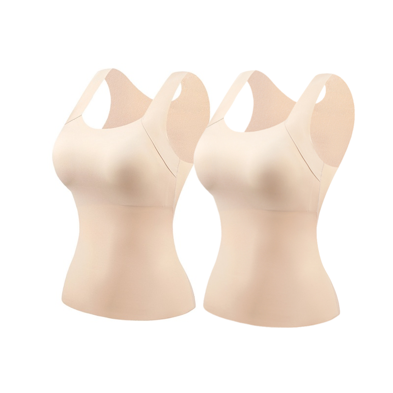 Camiseta de tirantes térmica con cuello en U y sujetador incorporado para mujer